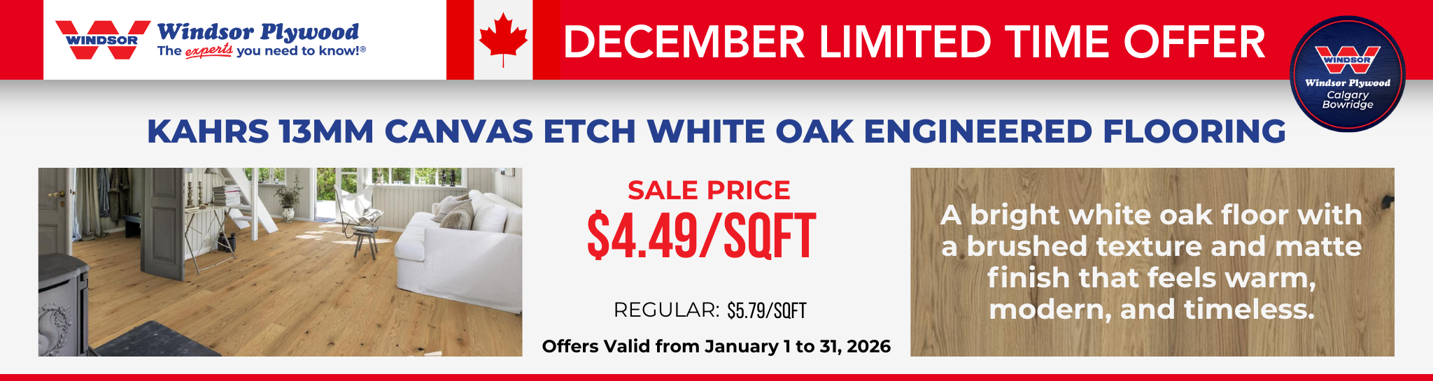 DECEMBER 2025 LIMITED TIME OFFER WINDSOR PLYWOOD CALGARY BOWRIDGE