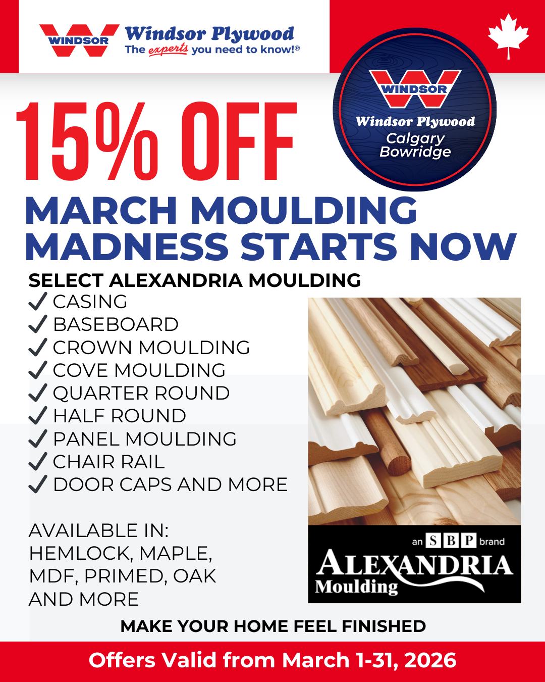 MARCH MOULDING MADNESS CALGARY BOWRIDGE