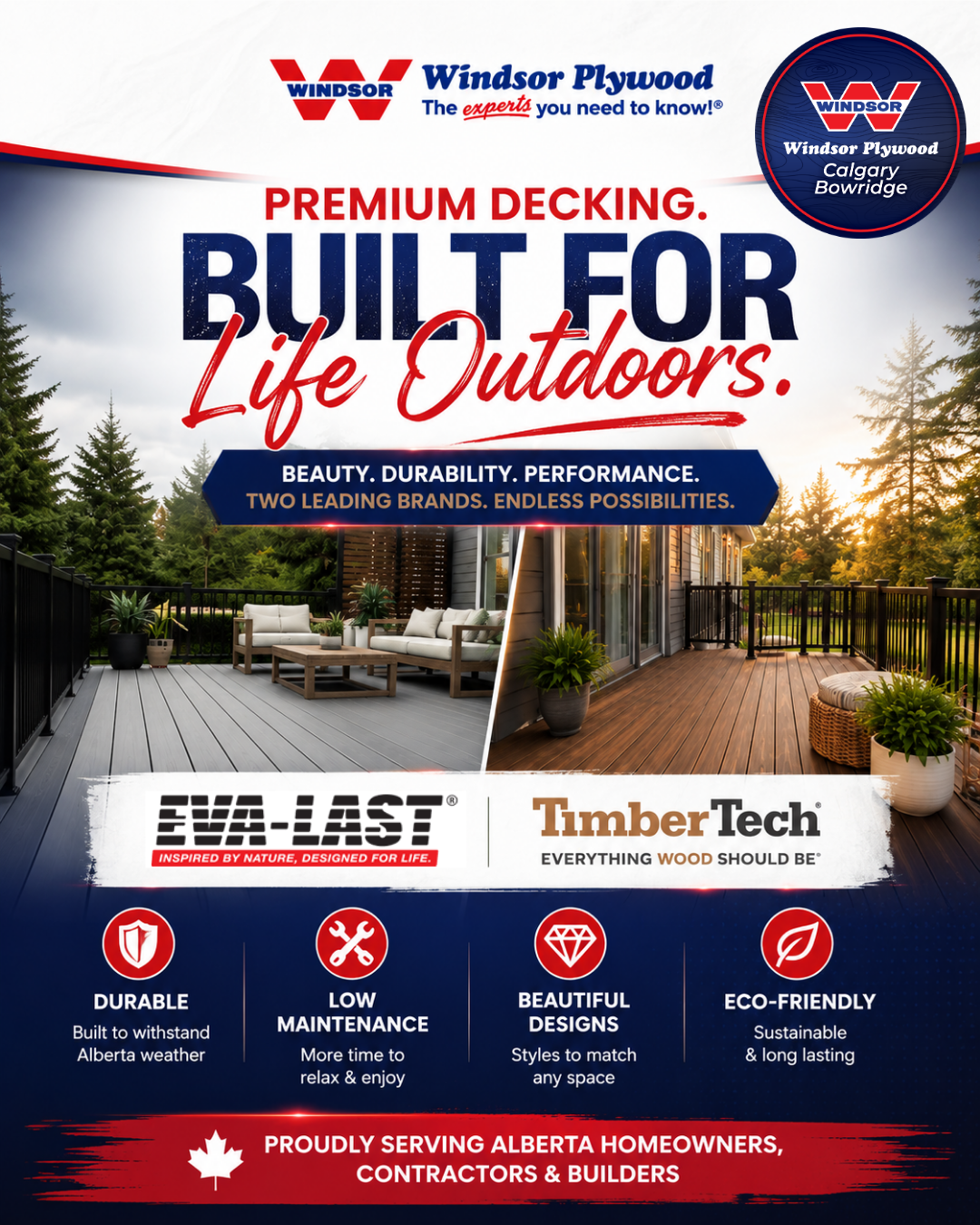 Timbertech and Evo-Last sold at Windsor Plywood Calgary Bowridge